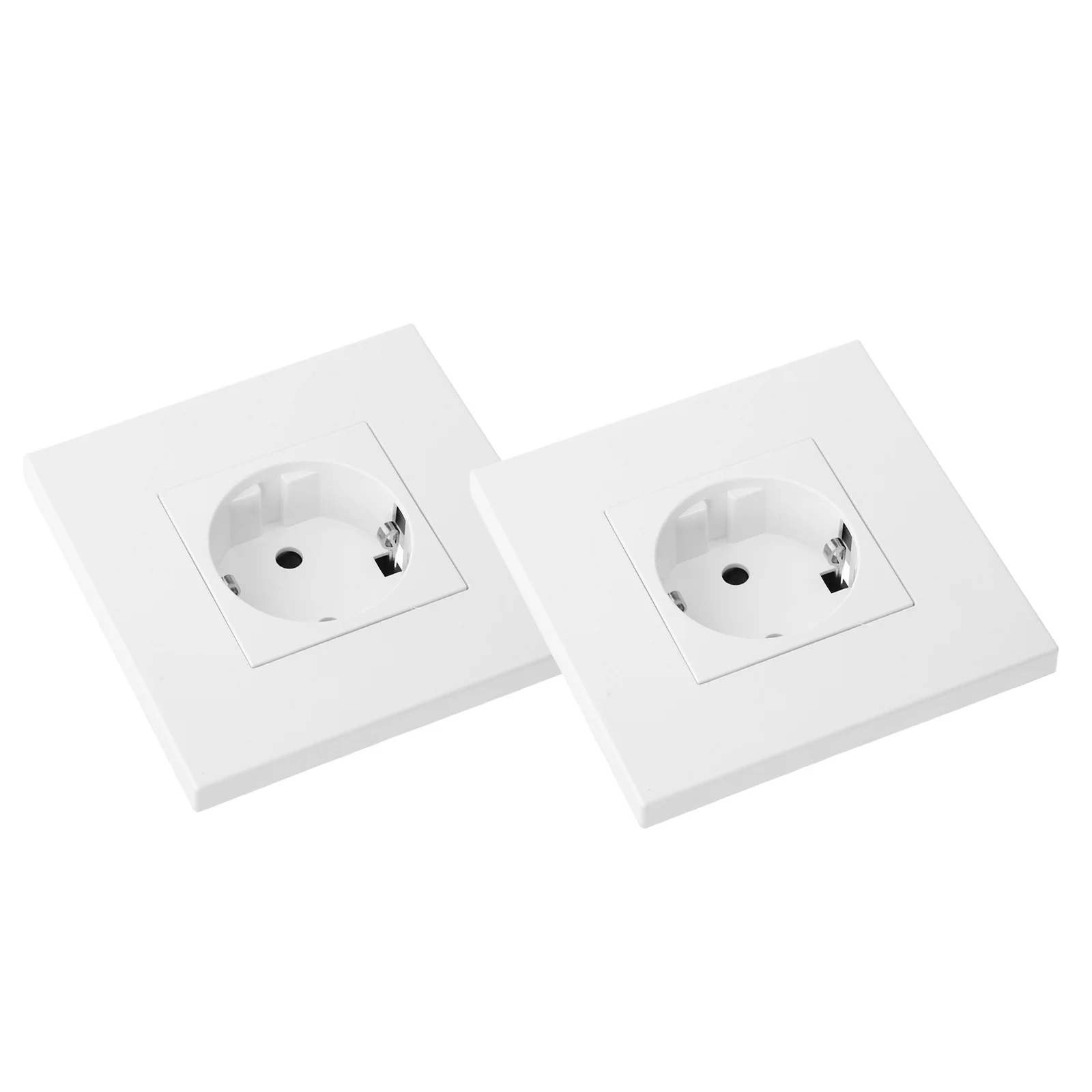 

2pcs 86Mm Flush Mount Euro Socket European Standard Wall Outlet Panel For Home Office Villa Apartment Built-In Recessed Power