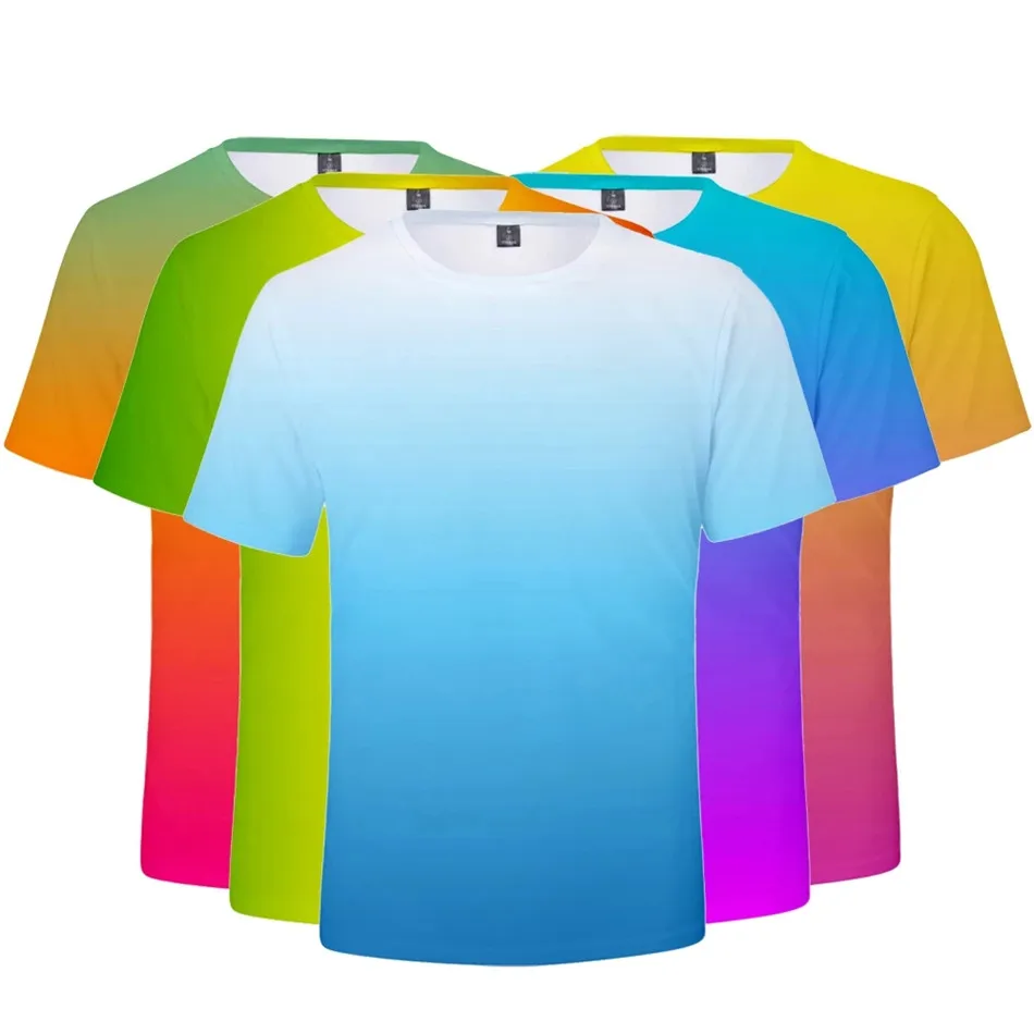 Neon t shirt Men/Women short sleeve t-shirt Colourful Gradient green tshirt Harajuku Rainbow Top t shirts