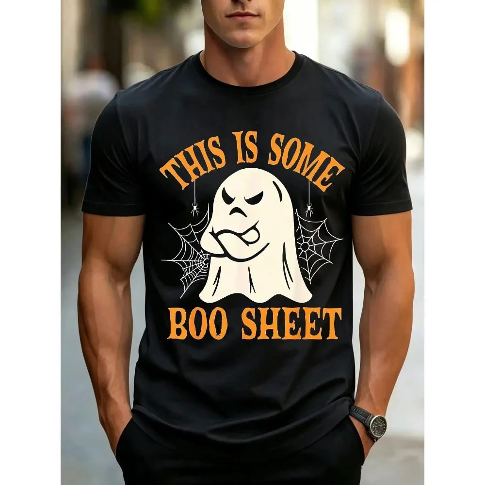 2026 Halloween Ghost Boo Sheet Graphic T Shirt Kids Adults Casual Short Sleeve Tee Spooky Spider Web Crew Neck Tshirt