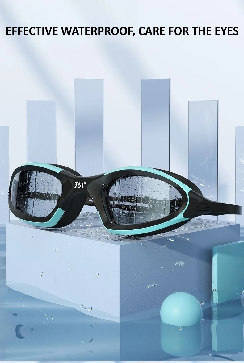 Professionelle Schwimmbrille, HD, wasserdicht, beschlagfrei, Silikon-Schwimmkappe, Wassersport-Ausrüstung für Männer und Frauen – Detail 6