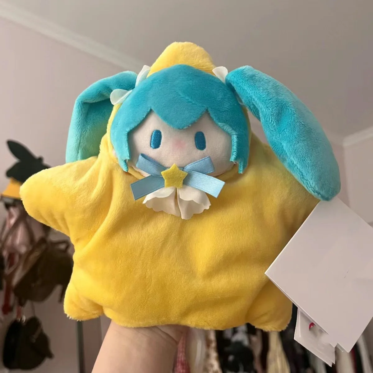 Hatsune Miku Anime Surroundings Kawaii Two-dimensional Star Prayer Hand Puppet Children Toys Doll Model Fans Gifts