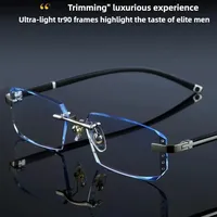 New Cut Edge Presbyopic Glasses Men's Anti Fatigue Presbyopia Clear Glasses Frameless HD Anti Blue Presbyopic Glasses +1.0~+3.0