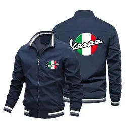 2022 Spring and Autumn New Men's Casual Motorcycle Vespa Jacket with Logo Windproof Collar Pilot Jacket