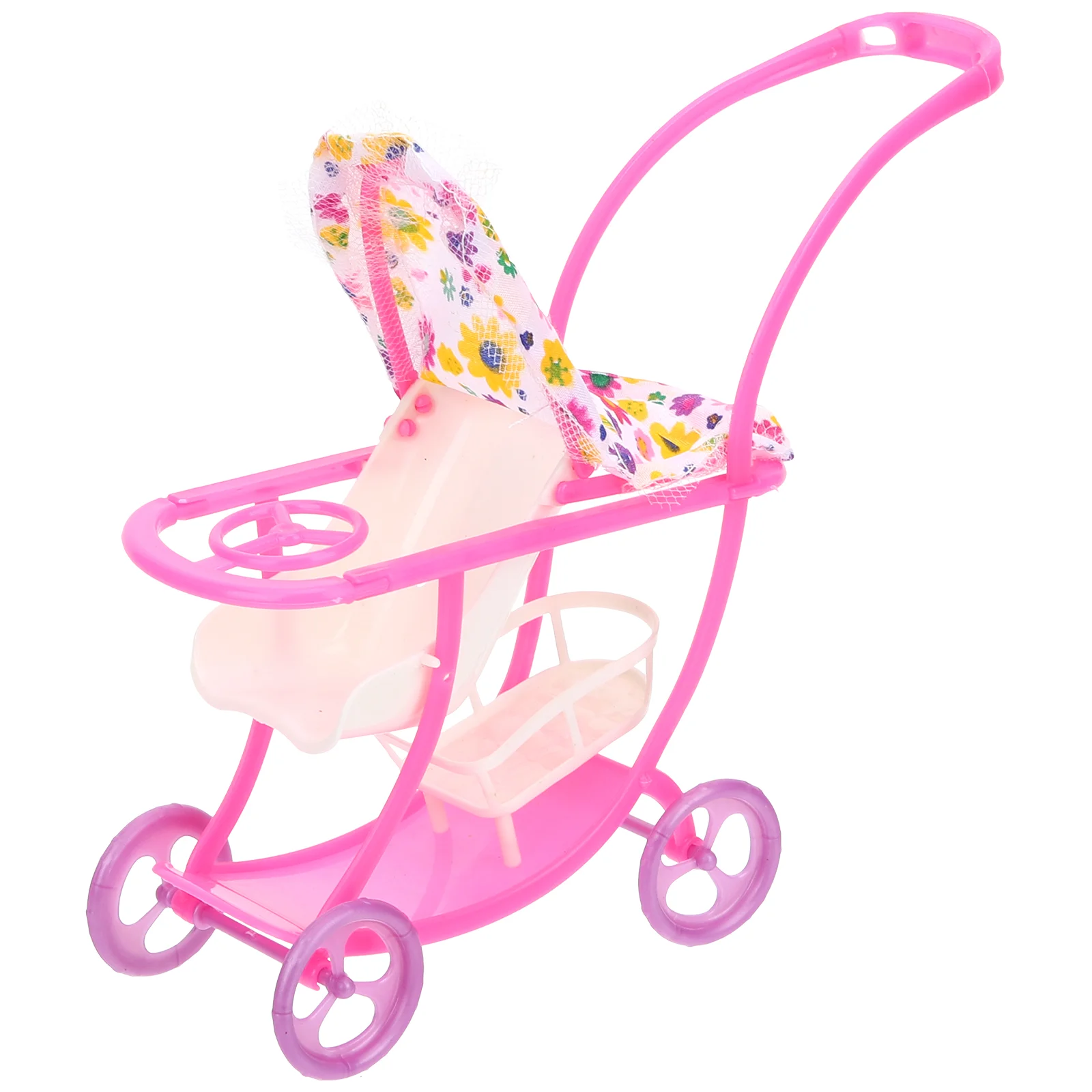 3 Pcs Make up Baby Stroller Toddler Rolling Cart Plastic Kids Miniature Strollers