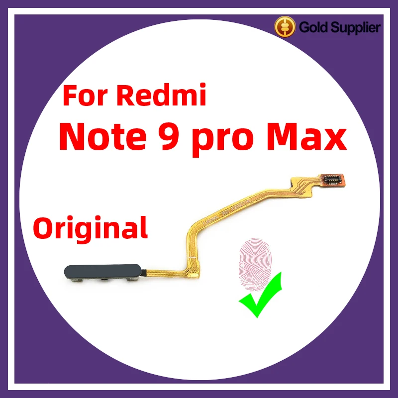 

Original For Xiaomi redmi note 9 pro max Fingerprint Sensor Home Return Key Menu Power Button Flex Ribbon Cable