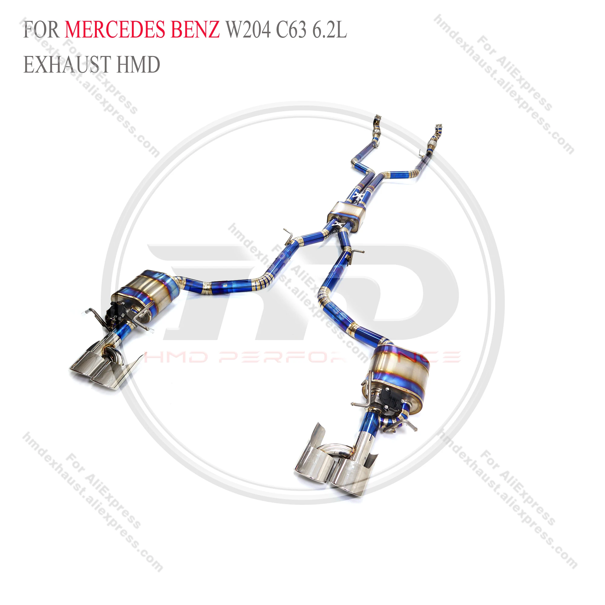 HMD Titanium Exhaust System Performance Catback for Mercedes Benz W204 C63 6.2L 2011-2015 Muffler With Valve Link Pipe