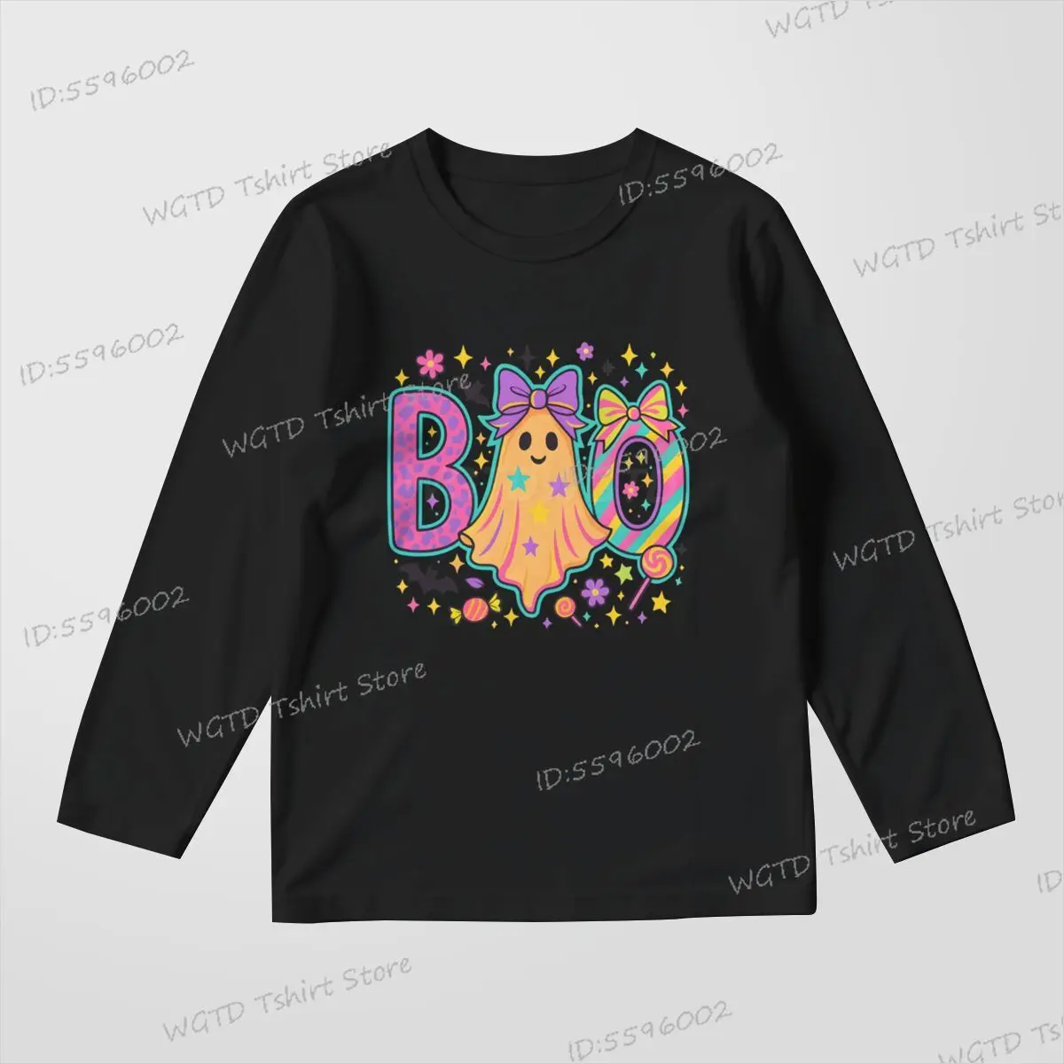 

Кокетка с бантом, переливающиеся футболки с рисунком призрака для детей, милый призрак на Хэллоуин, одежда для девочек и мальчиков, пуловеры для жуткого сезона, топ