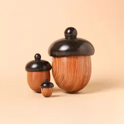 Wooden Acorn Pendant Christmas Decoration Acorn Box Pendant Souvenir Ring Jewelry Baby Wooden Box Tooth Storage Portable Box