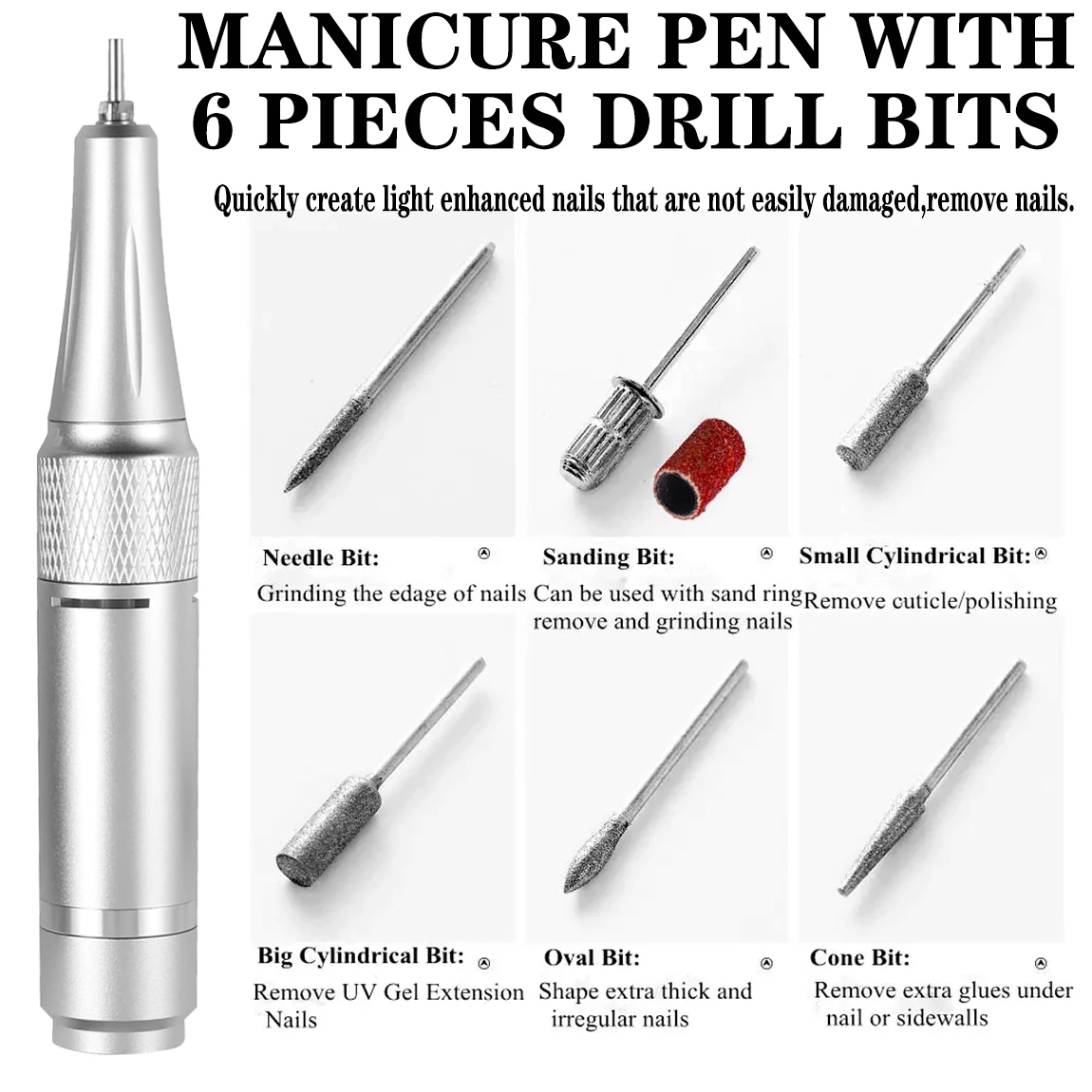 45000 دورة في الدقيقة آلة حفر الأظافر الكهربائية المحمولة ملف الأظافر قابلة للشحن مسمار ساندر ل هلام تلميع الأظافر لصالون مانيكير #4