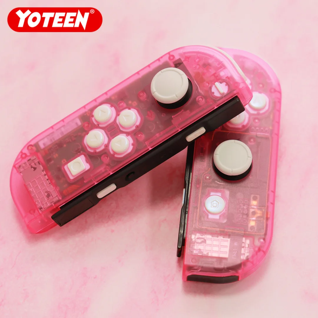 

DIY Replacement Shell Buttons for Nintendo Switch /Switch OLED Joycon Transparent Pink Custom Housing Case Full Set White Button