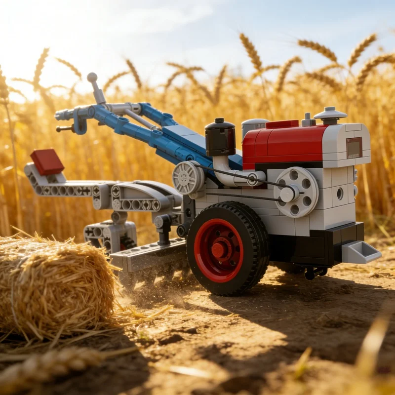 Retro Handheld Tractor Building Blocks Model Farmer Agricultural Vehicle Combine Harvester Toys Ornament Gifts