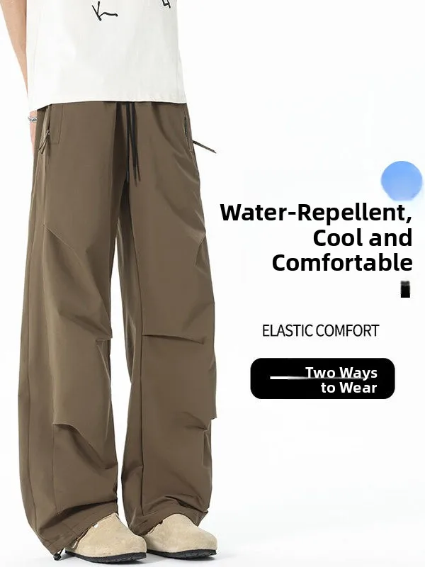 

Qui Dry Loose Fit Summer Thin Casual Pants for Men Outdoor Sports Workwear Trousers Straight Leg Pants Faionable Brand