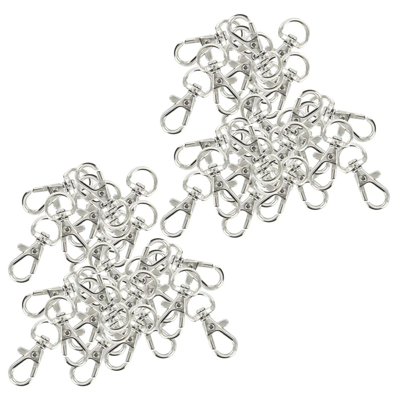 

60Pcs Swivel Carabiners Keychain Silver Color