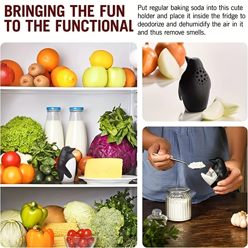 Scatola per deodorante per frigorifero a forma di pinguino da 1 pezzo - Elimina odori nel frigorifero e nel congelatore - Attrezzo da cucina divertente e pratico