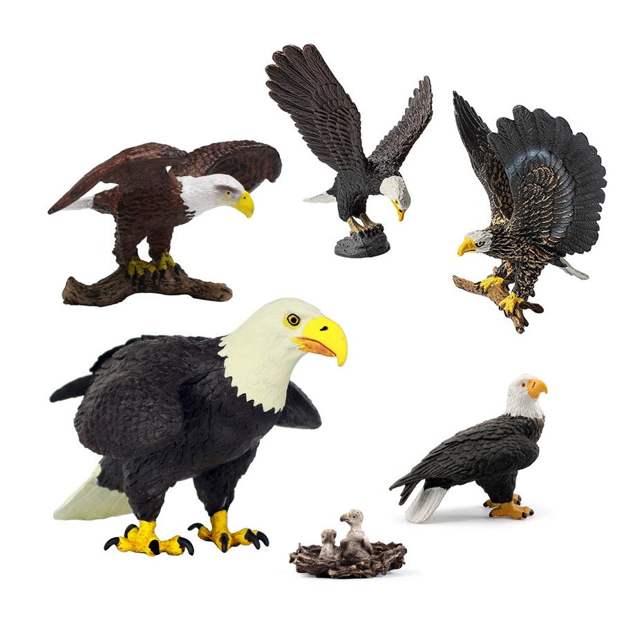 Realistic Wild Life Animal Figurine Bald Eagle Plastic Eagle Model Figures Bird Gifts for Home Decor Sculptures Collection