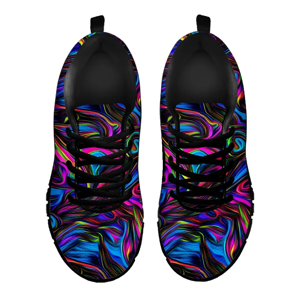 Sepatu desain Psychedelic, sneaker sol tebal kain rajut ringan luar ruangan