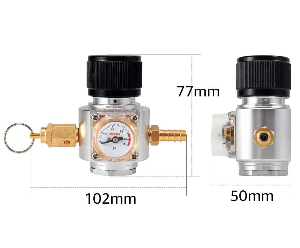 Soda Water Co2 Charger kit,0-90PSI Mini CO2 Gas Regulator with Release Valve, Directly connect with TR21*4 Soda Water Cylinder