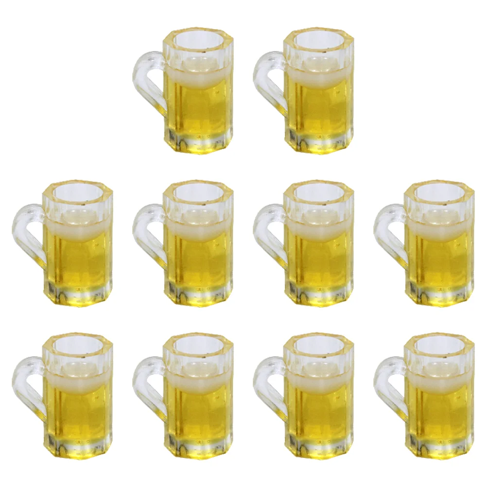 

10 Pcs House Furniture Beer Mug Model Mini Statues Decor Mugs Yellow Exquisite Cup Ornaments Child