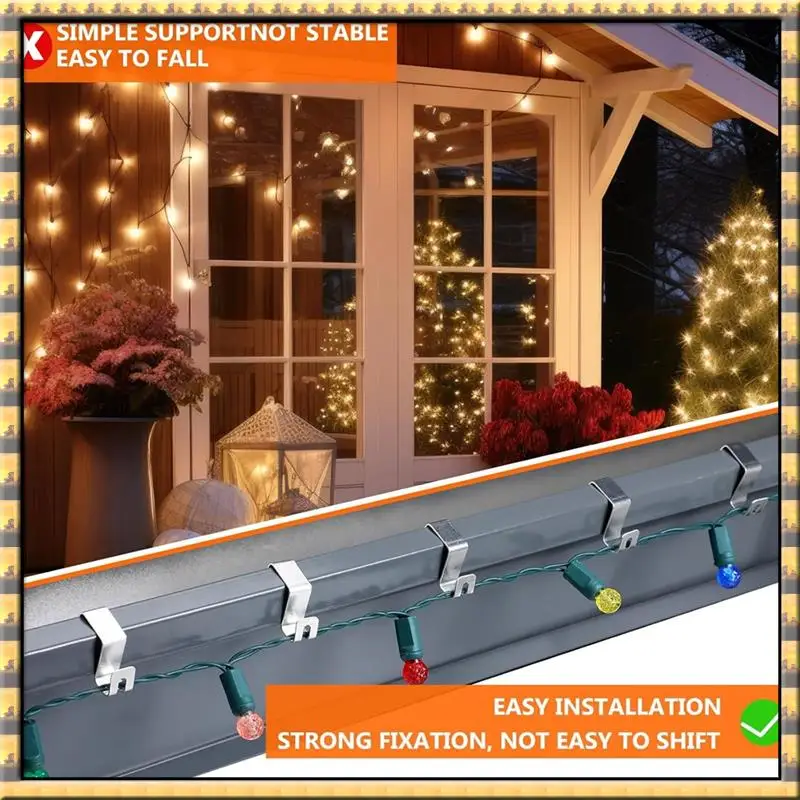

AA79 New 50 Pcs Light Gutter Hooks Gutter Hooks For Outdoor Lights Christmas Light Clips Weatherproof Gutter Hanger