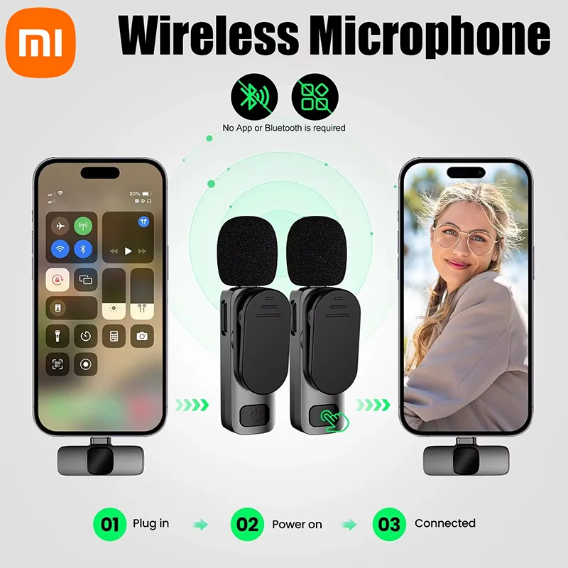 

Xiaomi Wireless Lavalier Microphone Audio Recording Mini Replaceable Windproof Wool Microphone for iPhone16 Shoot vlog YouTube