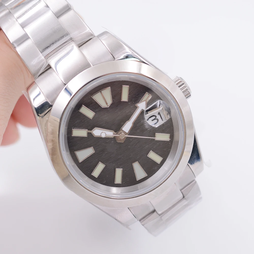 Corgeut NH35 36 มม./39 มม.นาฬิกาอัตโนมัติกันน้ําผู้ชายนาฬิกาสร้อยข้อมือสแตนเลสคริสตัลแซฟไฟร์