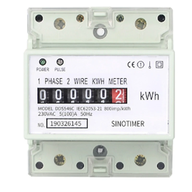 Electric Single Phase Two Wire AC 220V 100A Energy Meter Kwh Counter Consumption Analog Electricity Wattmeter