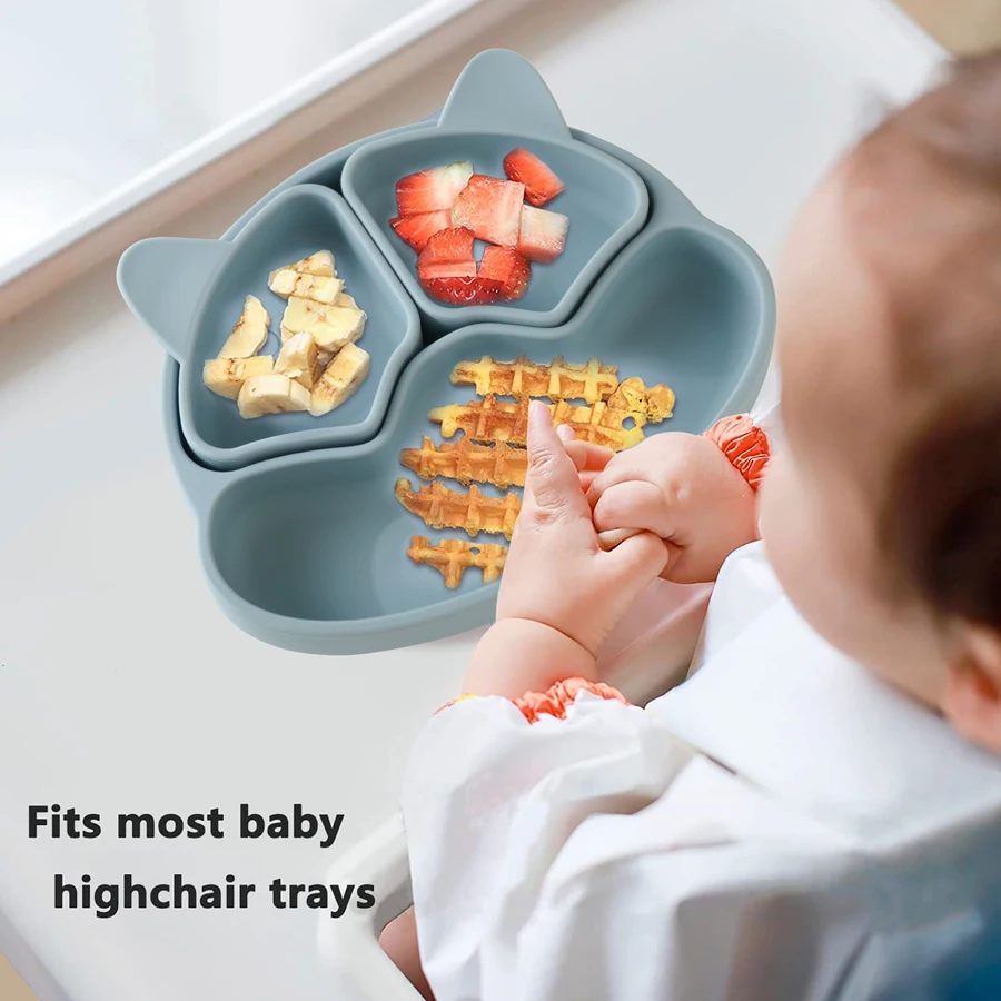 New BPA Free Baby Sucker Silicone Dining Plate Cartoon Children Dishes Plate Toddle Training Tableware Kids Feeding Bowls