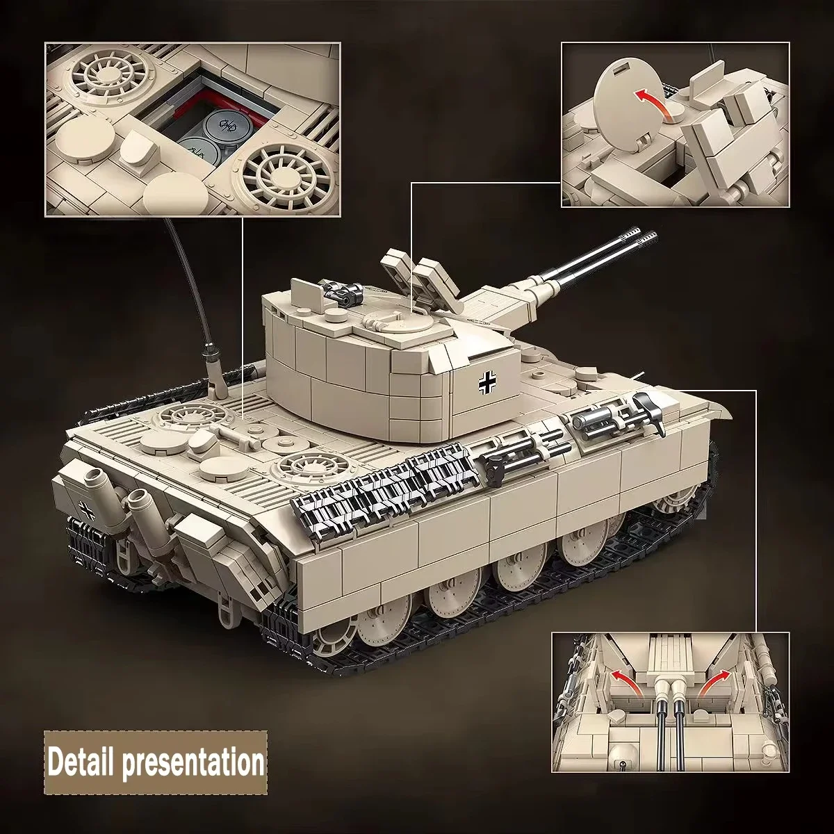 새로운 1389PCS 군사 대공 탱크 빌딩 블록 키트 100303 Coelian 탱크 육군 무기 군인 벽돌 모델, 어린이 장난감 선물