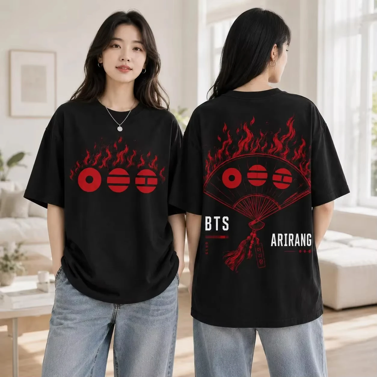 2026 BTS Arirang Graphic T-shirt Men and Women Summer Cotton Shirt Fashion High Quality Short Sleeved Top Streetwear Unisex