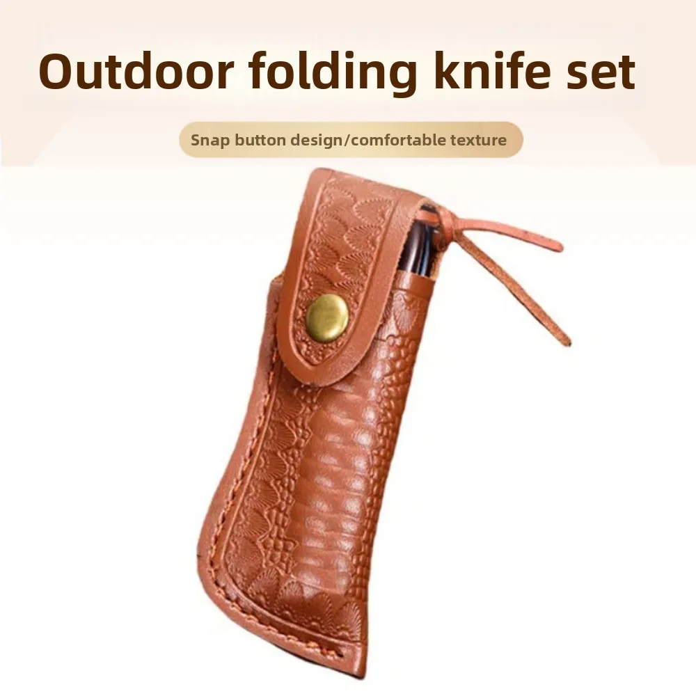 

Small Thick Leather Folding Knife Sheath, Portable Protective Knife Pouch with Belt Loop for Camping Hiking Outdoor