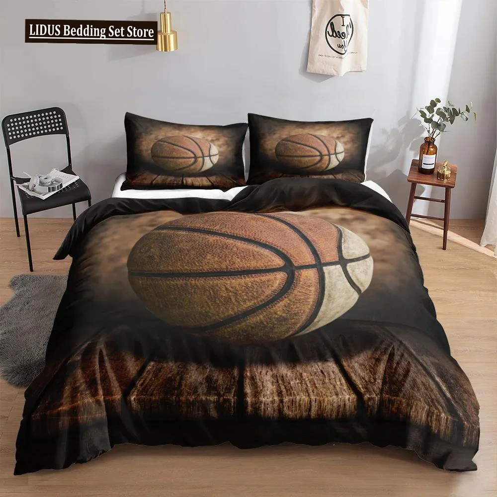 Basketball Duvet Cover Set Basketball Bedding Sets Full Sports Game Collections Duvet Cover For Kids Soft Polyester Qulit Cover