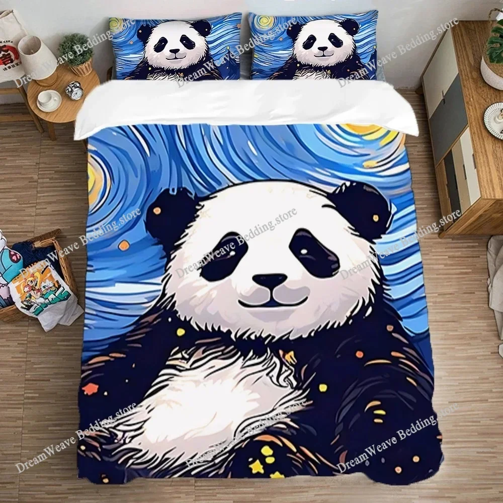 Quilt Cover Set Art Bedding Set Double Size Duvet Covers Queen Bed Comforter Sets Fashion Pillowcase Panda Cute Kawaii Linen9639