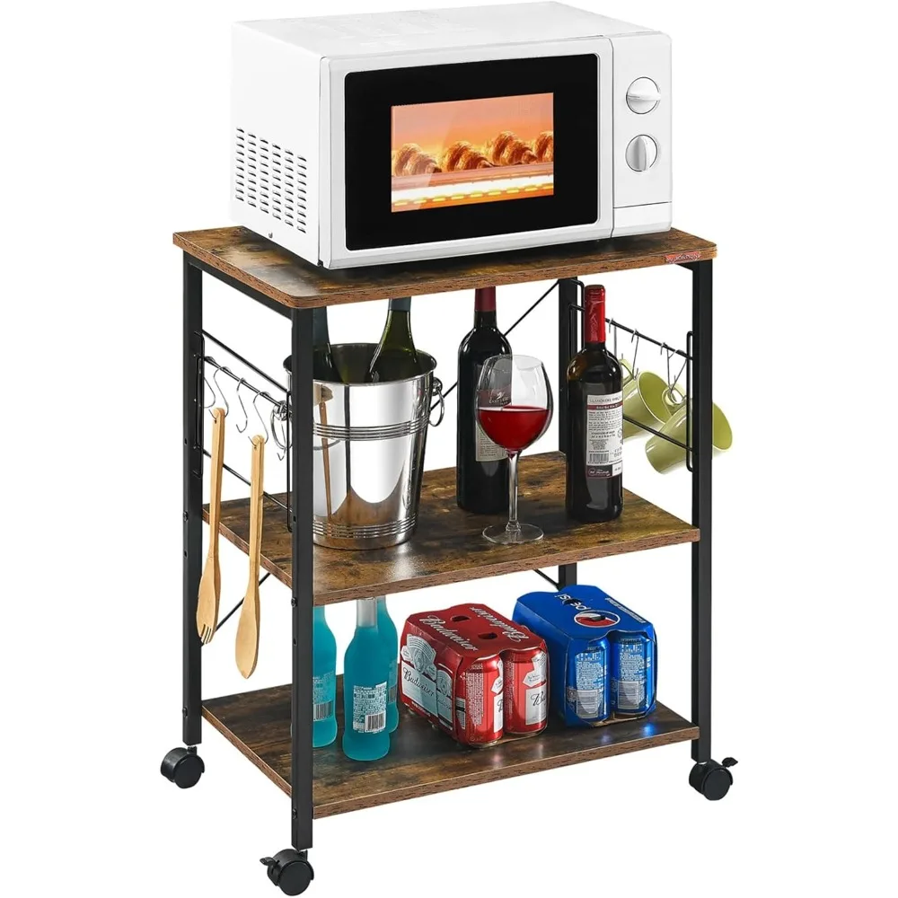 

Microwave Cart 23.7'' for Small Space, 3-Tier Coffee Cart Rolling Kitchen Utility cart Microwave Stand on Wheels