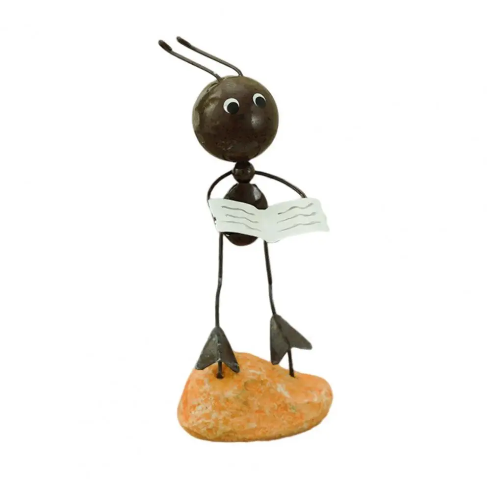 Durable  Ant Sculpture Sturdy Singing Ant Resin Figurine Vivid Image Iron Ant Ornament Home Decor