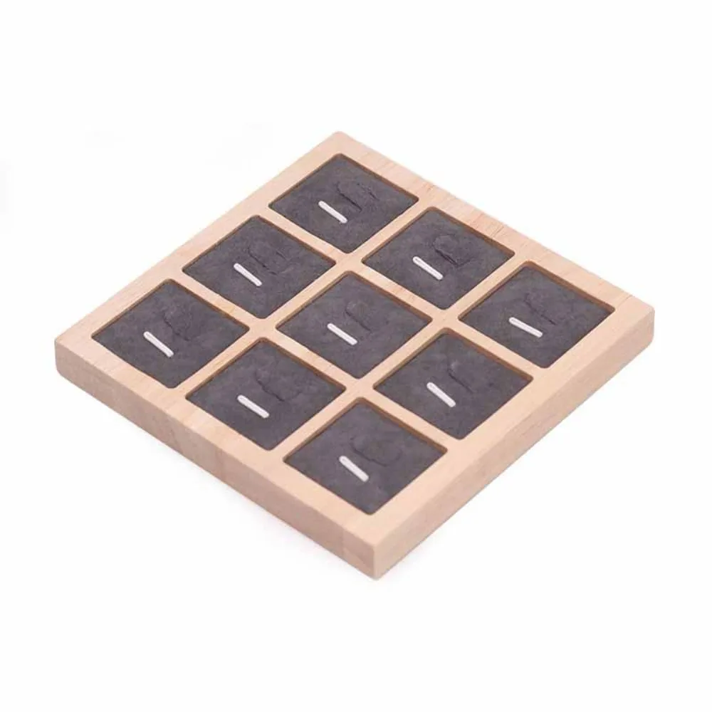 

9 Grids Wooden Jewelry Show Props Ring Holder Case Jewelry Display Earrings Rings Organizer Solid Color Counter Jewelry Prop