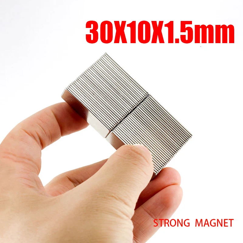 5~100PCS 30x10x1.5mm Block NdFeB Neodymium Magnet N35 Super Powerful Imanes Permanent Magnetic 30*10*1.5mm  Metal Earth