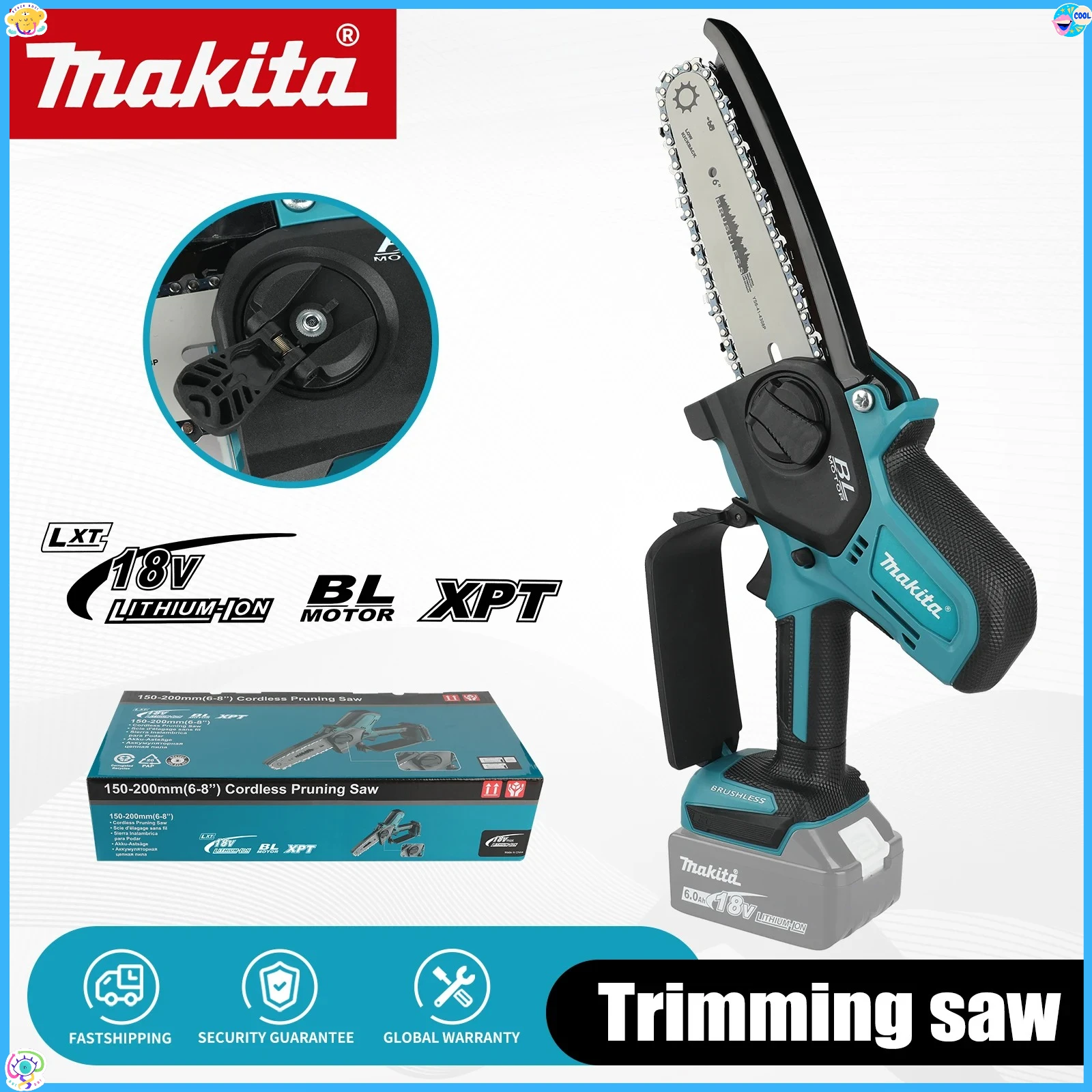 

Makita 6-inch Logging Sawzall Cordless Chainsaw for Woodworking with Small Handheld Mini Portable Chainsaw