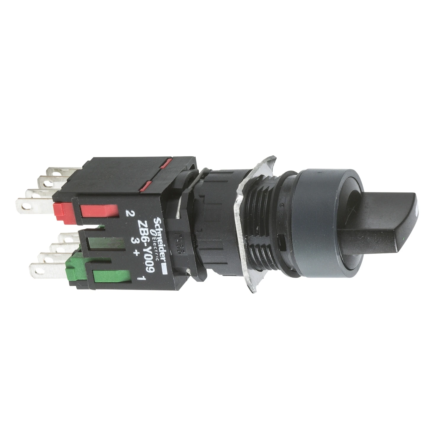 

XB6AD221B Selector switch, Harmony XB6, black round, 16mm, 3 positions, stay put, 1NO