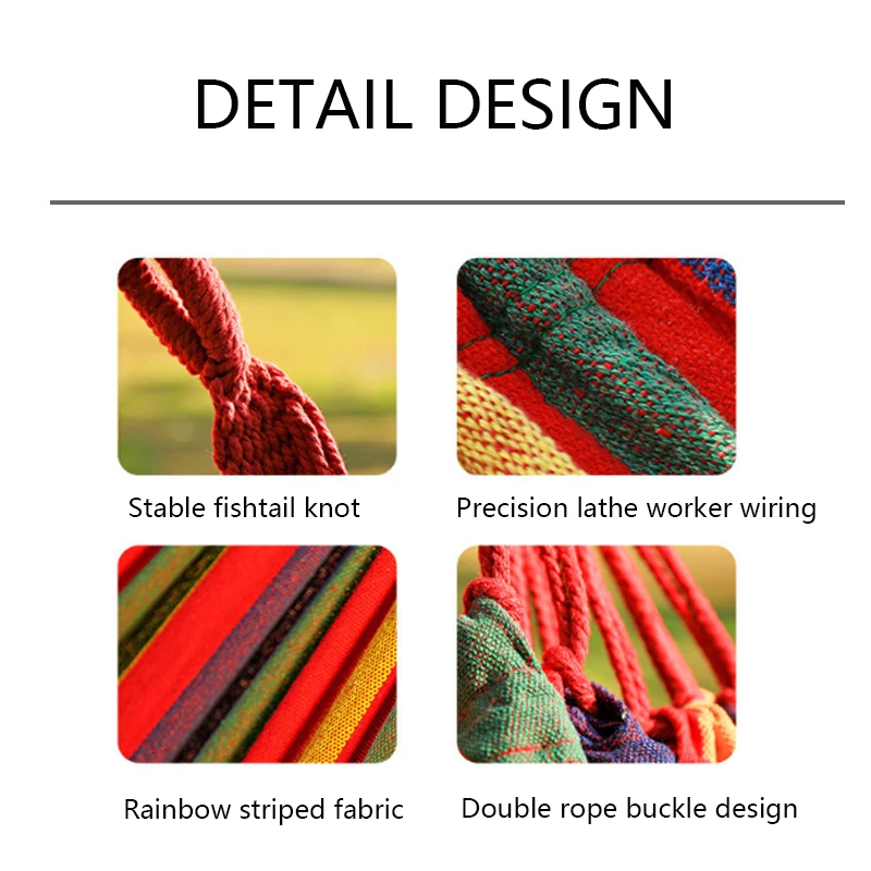 Outdoor Thickened Canvas Hammock Camping Outdoor Swing Net Hed Anti Rollover Striped Hanging Chair Hammock