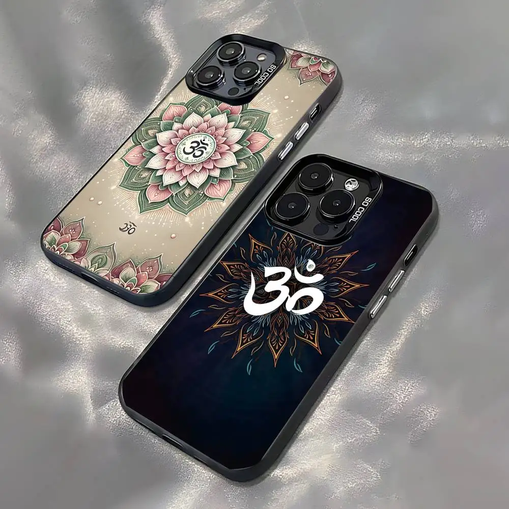 

Yoga Aum Om Mandala Elegant For iPhone 17,16,15,14,13,12,11,Pro,MAX,Plus Black Shockproof Candy Matte Cover
