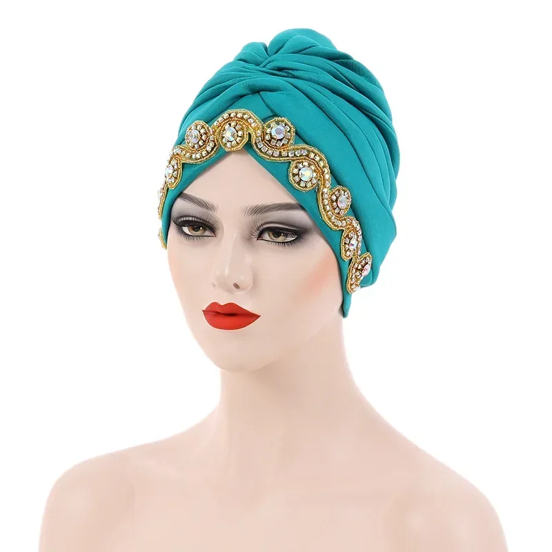 Африканский тюрбан с блестками и стразами, готовый к ношению, Нигерия, авто Геле, головной убор, вечерние женские повязки на голову, капот, тюрбан