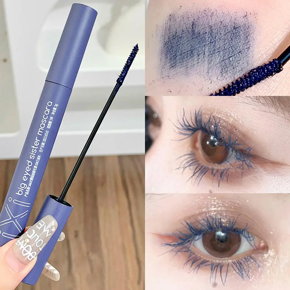 Colorful Blue Mascara Ultra-fine Small Brush Head Mascara Curling Non-smudge Curling Slim Anti-sweat Thick Comestics And Ma Y4K9