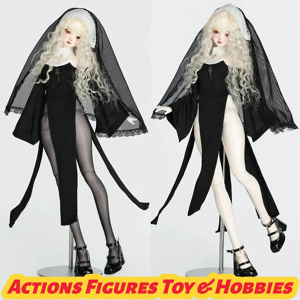 1/4 1/3 Scale Nun Clothes Suit High Slit Dress Head Veil Stockings Accessroies for Normal/Big 4scale62 68 70 75 Uncle BJD Dolls