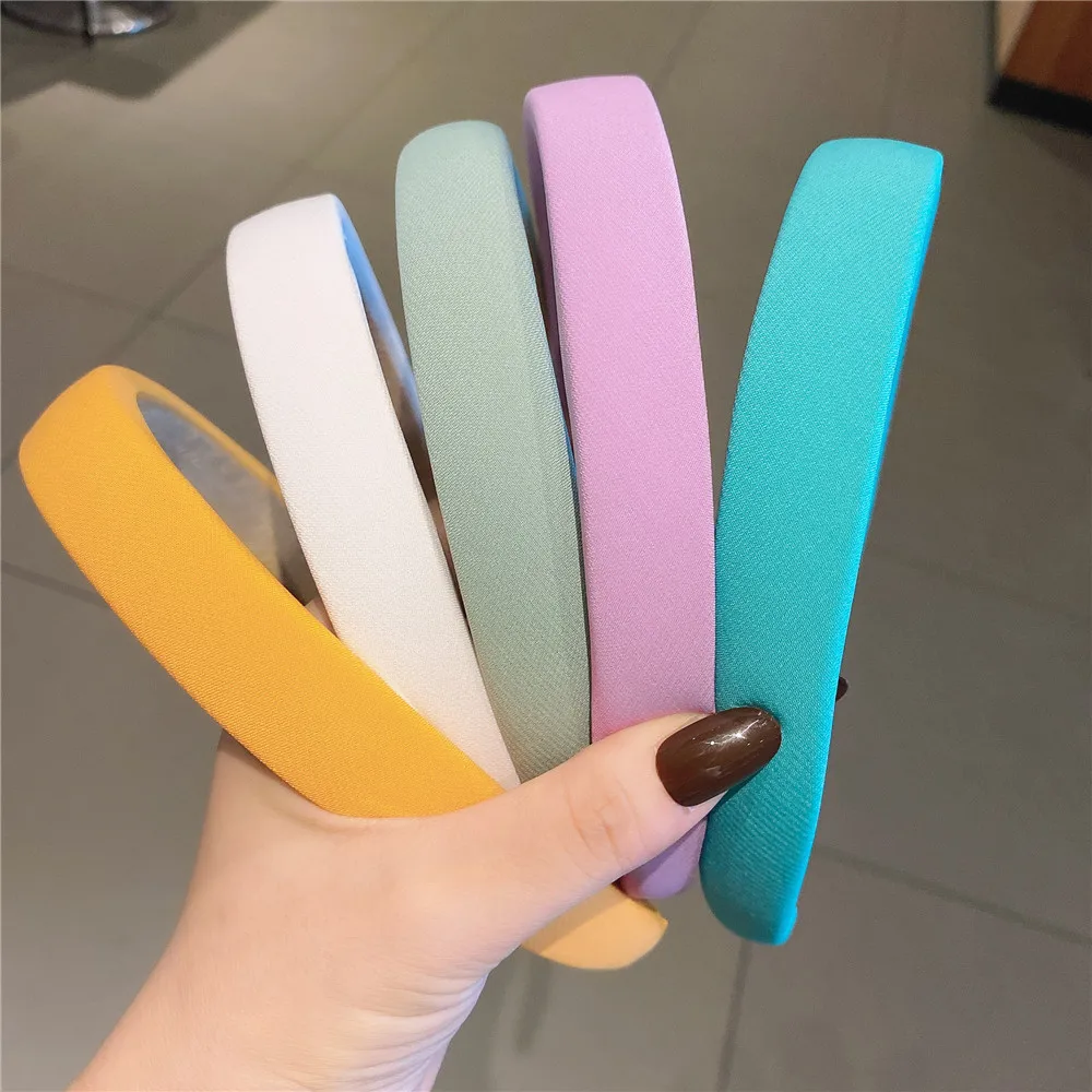 New Colourful Sponge Wide Edge Hairband Women Solid Color Headband Fashion Turban Makeup Hairband Hoop Girl Hair Accessories