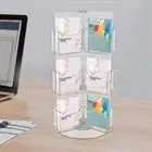 18 Pocket Acrylic Brochure Holder, Rotating Clear Pamphlet Display Holder,  Sticker Display Card Stand