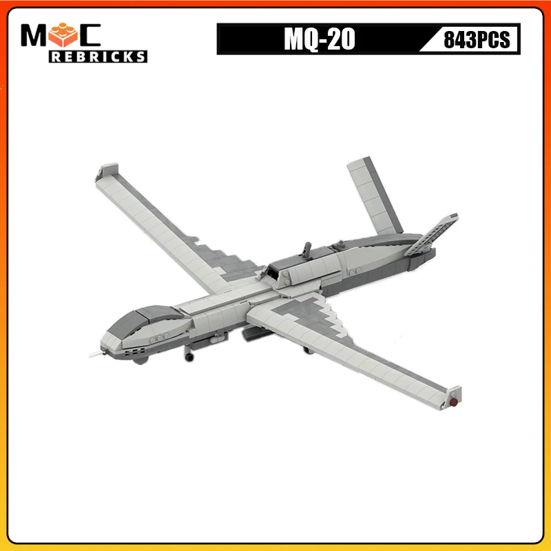 

Military Fighter MQ-20 Unmanned Combat Aerial Vehicle Building Blocks Assembly Airplane Model Kid's Aircraft Bricks Toys Gifts