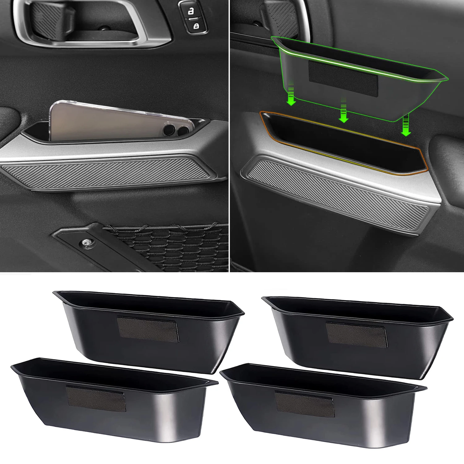 Car Door Armrest Storage Box Front Rear Door Handle Organizer for Ford Bronco 2/4 Doors 2021-2024 Stowing Tidying Accessories