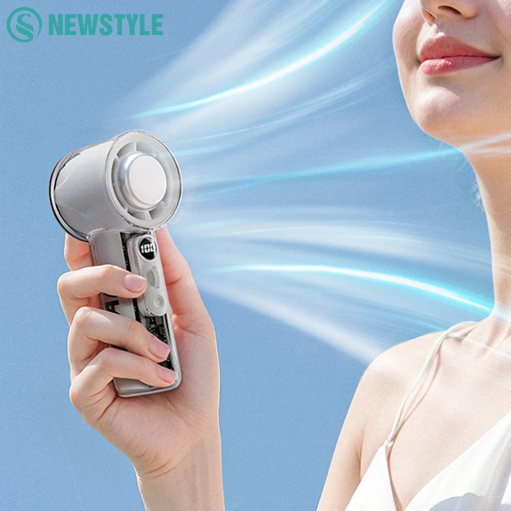 

Прозрачный дизайн, эмипроводниковый холодильный высокоскоростной ручной электрический вентилятор, 3000 мАч, перезаряжаемый мини-турбо-вентилятор с холодным сжатием