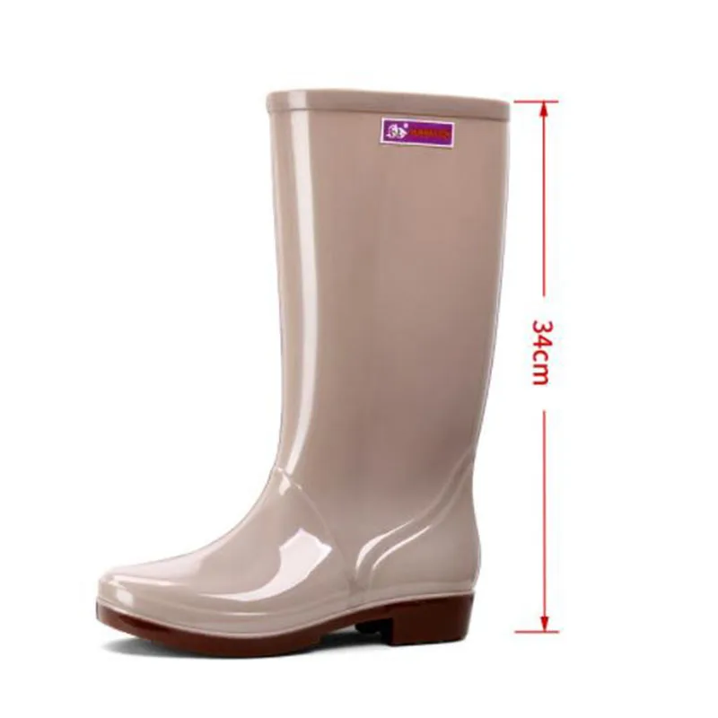 Women\'s Rain Shoes Casual PVC with Velvet Waterproof Non-slip Knee-high Boots New Fashion Tide for Reasons Botas De Mujer