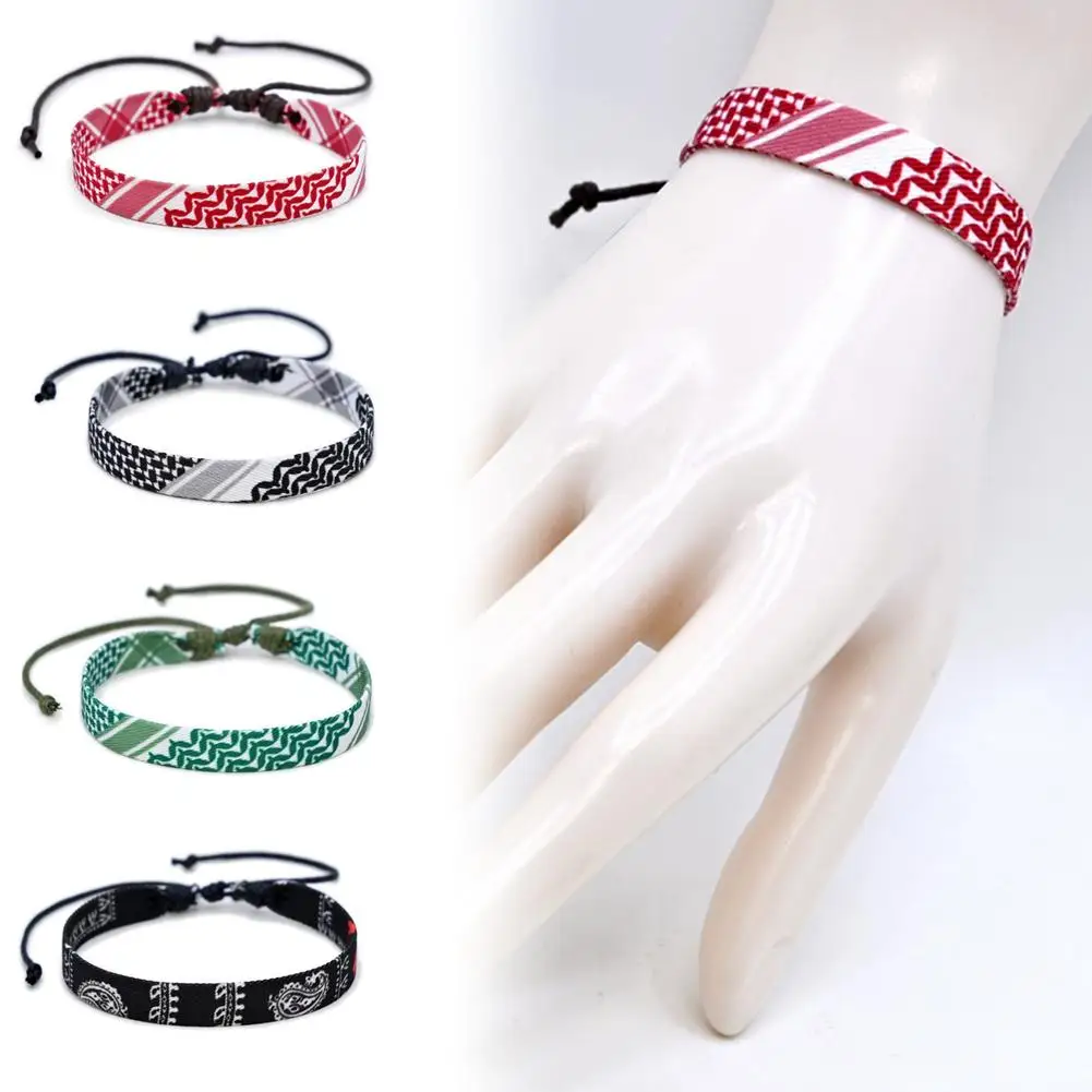 2024 Fashion Arabic Scarf Style Woven Bracelet For Women Men Handmade Ethnic Wave Dot Colored Ribbon Bracelets Jewelry W3K5